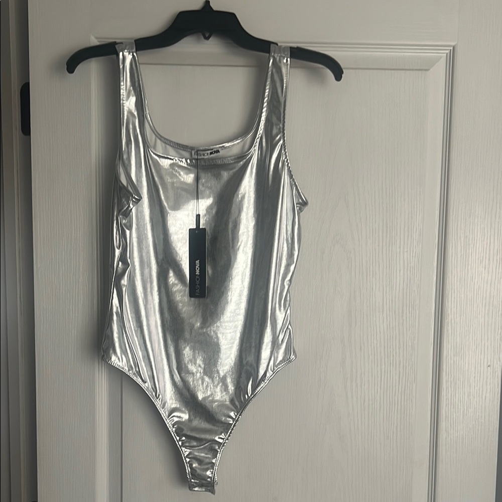 Metallic Silver Bodysuit